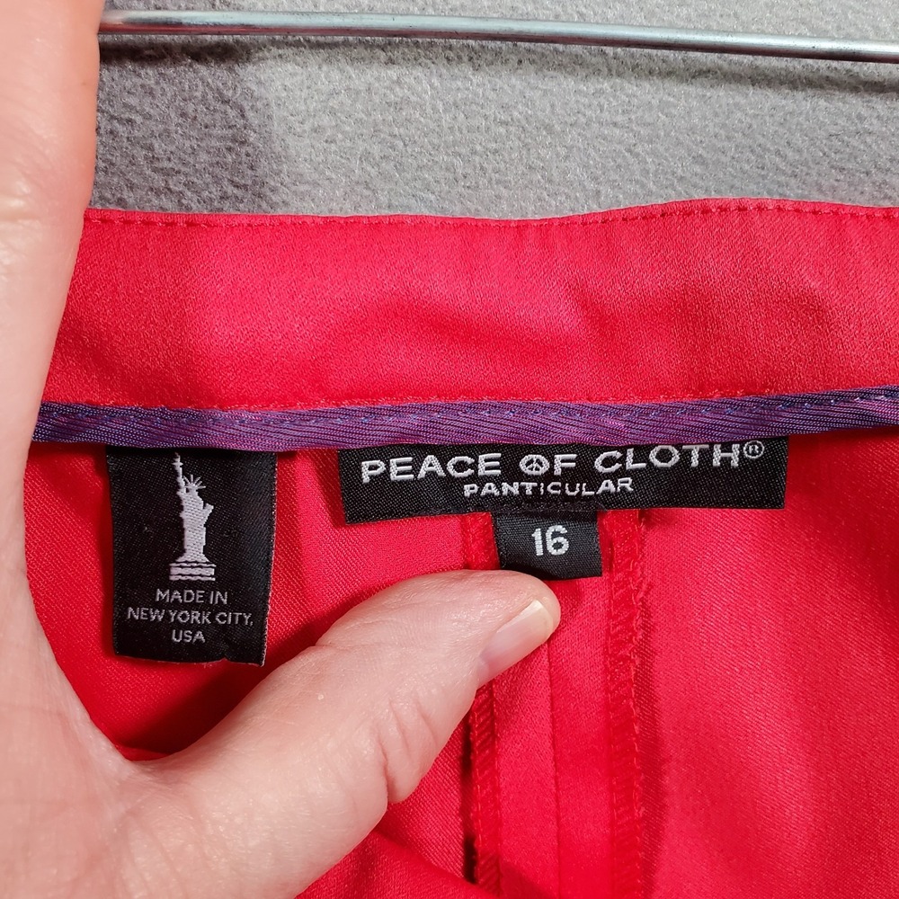 Peace of Cloth Pants Womens‎ 16 Red Straight Leg Career Dress USA Made Classic - Picture 7 of 9